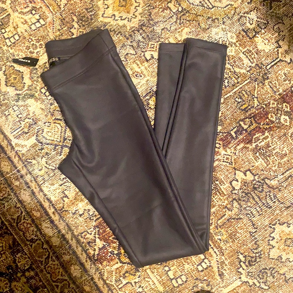 NWT Express Grey Leather Leggings